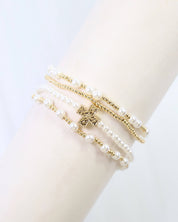 Ada Pearl Cross Bracelet Set Gold
