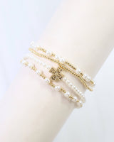 Ada Pearl Cross Bracelet Set Gold