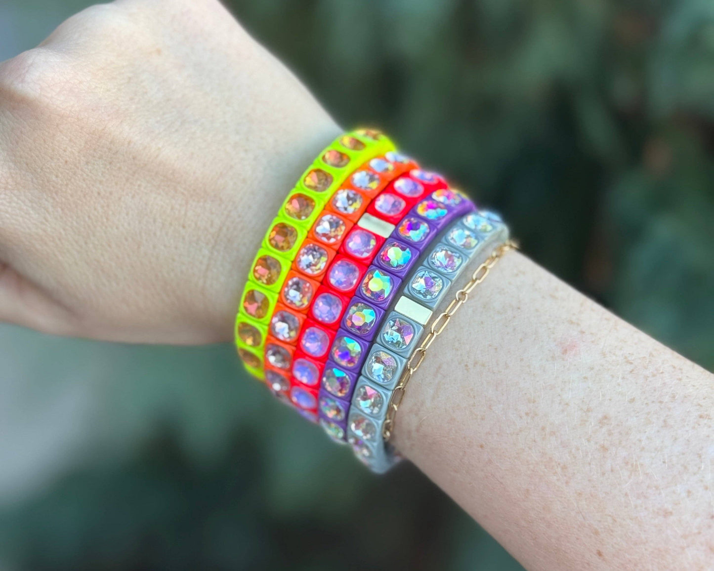 Enamel Stretch Bracelet - Small Gems - Zoe - Assorted Colors