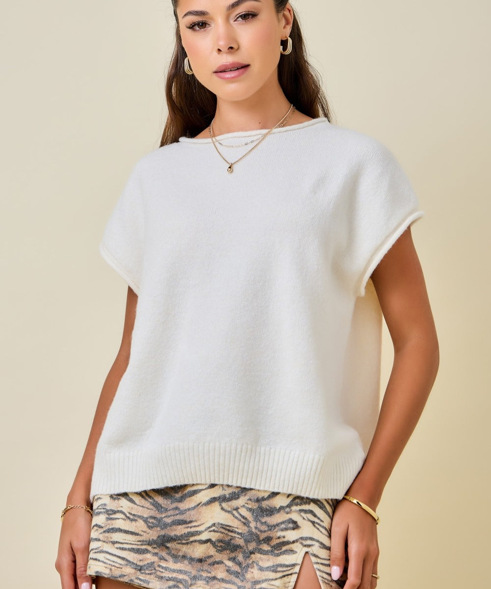 Sia Rolled Sleeve Knit Top