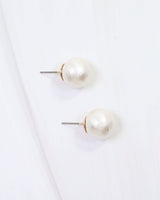 Alina Textured Pearl Stud Earring Cream