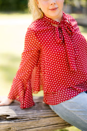 Bell Sleeve Polka Dot Top