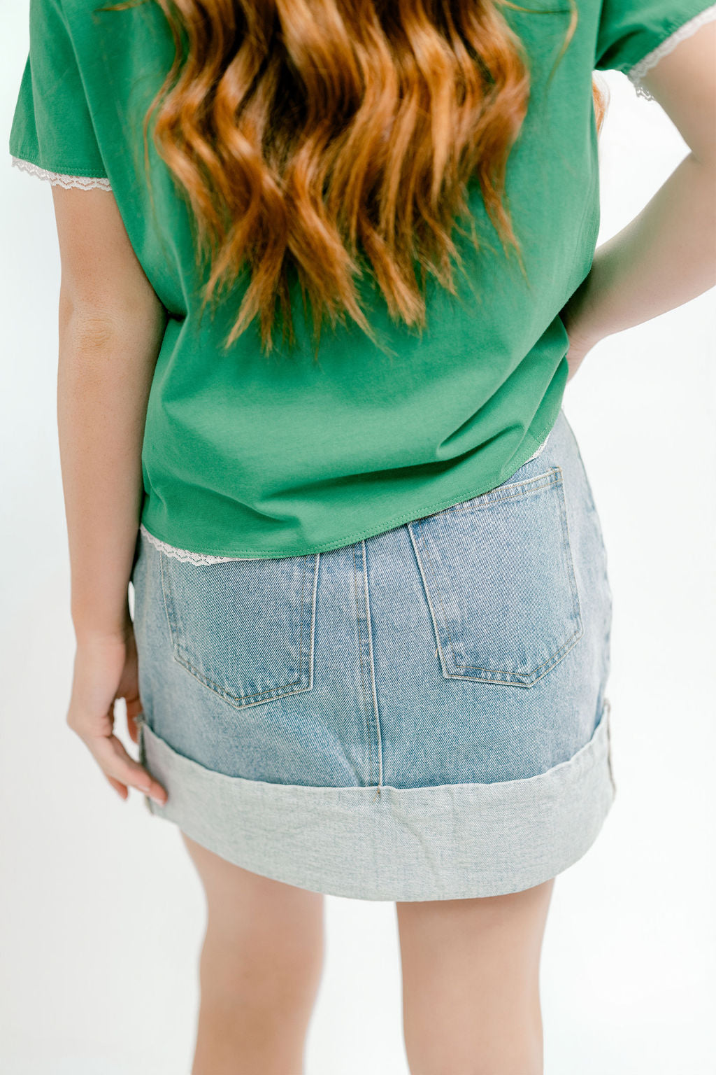 Cuffed Denim Skirt