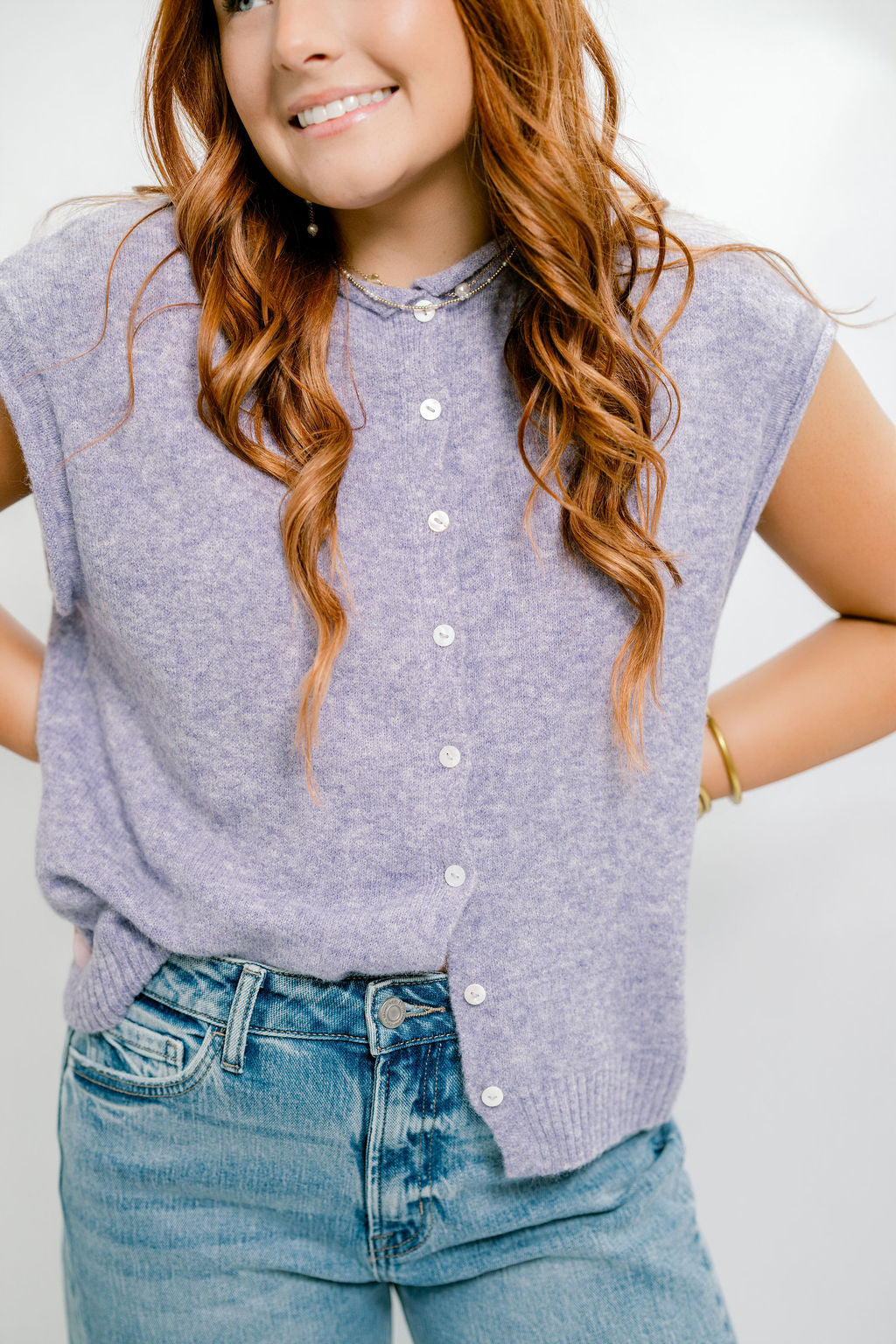 Lavender Button Down Cardigan