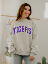 Preorder*** LSU Tigers Polka Dot Puff Gray Wknd Mock Neck Sweatshirt
