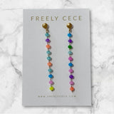 Multicolor Gold Chain Beaded Earrings 