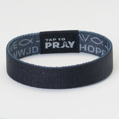 Tap To Pray® Wristband – Symbols of Faith - Grey