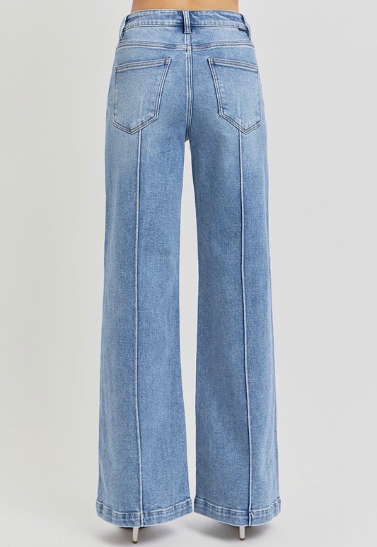High Waist Wide Leg- Pintuck Jeans
