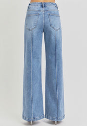High Waist Wide Leg- Pintuck Jeans
