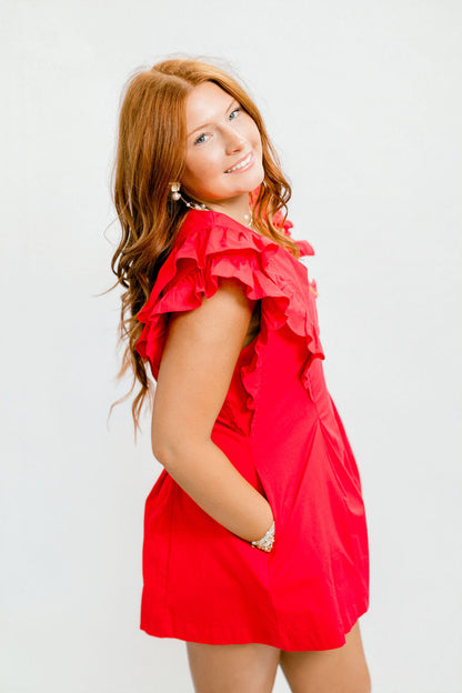 Ruffle Pleated Romper