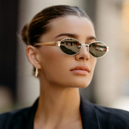 VERONA SMALL OVAL METAL FRAME SUNGLASSES