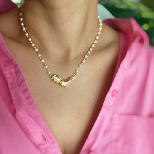 Cowgirl Boot Pearl Necklace