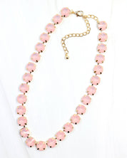 Harper Medium Rhinestone Necklace Pink Opal