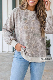 Camouflage Print Shift Plus Size Sweatshirt
