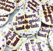 Look Good & Drink - Purple Stars - Game Day Button