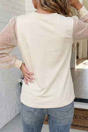 Polka Dot Bubble Sleeve Plus Size Blouse