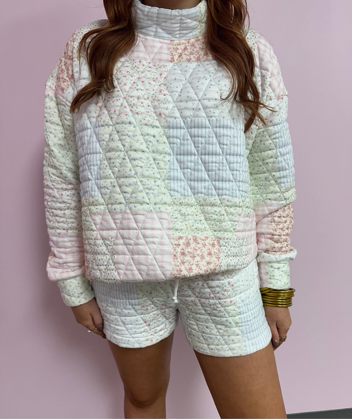 Quilt Mock Neck Sweater