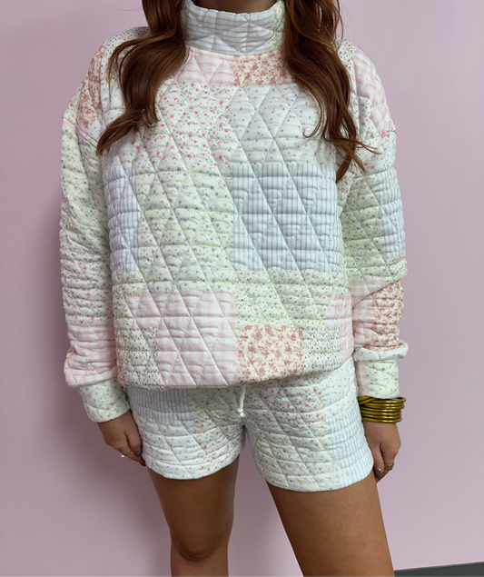 Quilt Mock Neck Sweater