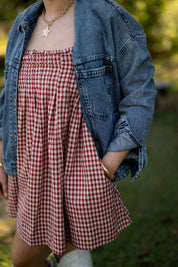 Ruby Gingham Babydoll Mini Dress