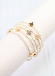 Panetiere Pearl Cross Bracelet Set Ivory