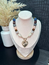 Beaded Heart Charm Necklace