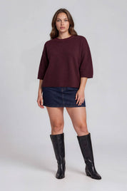 PLUS HEATHERED CREW NECK BOXY PULLOVER