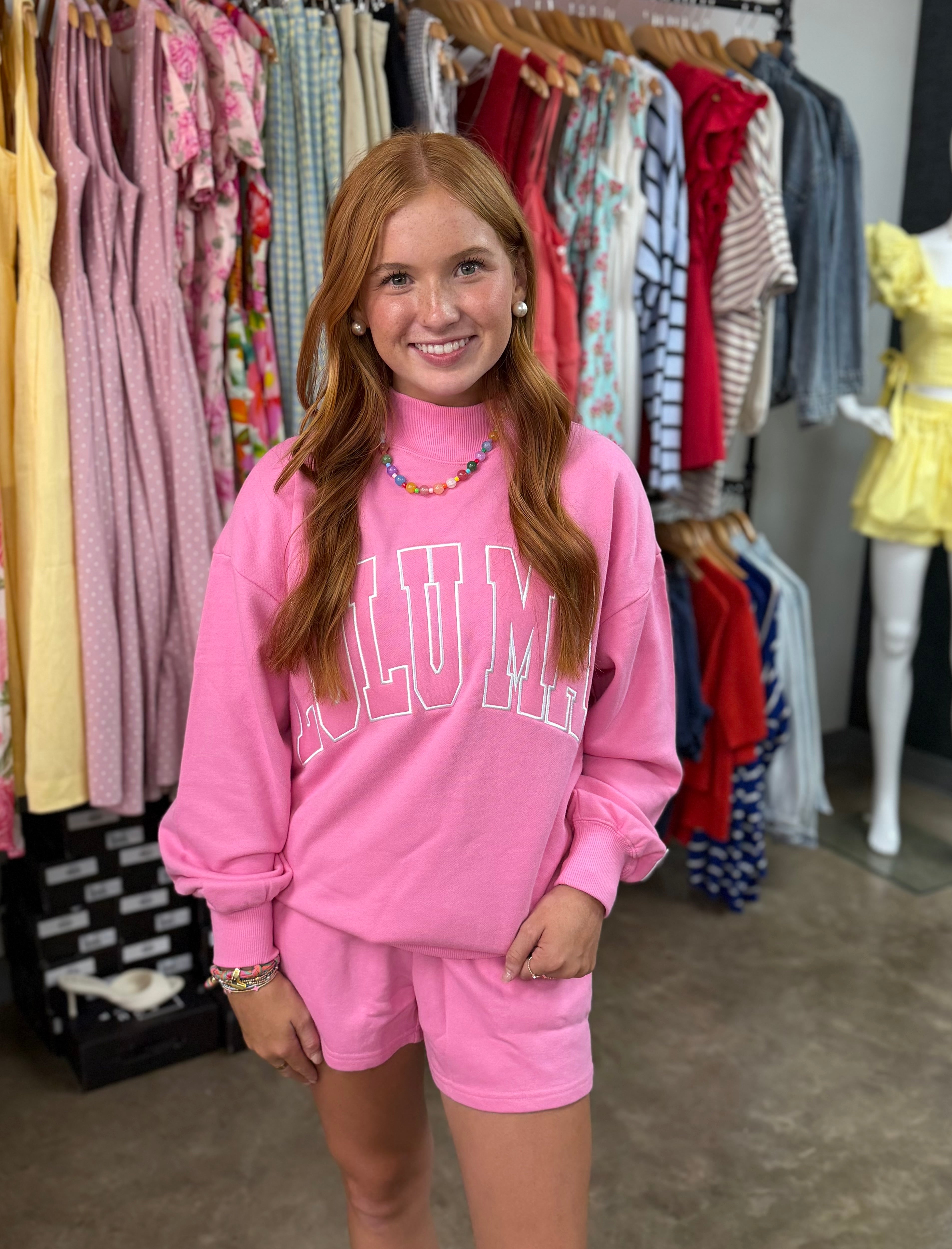 Stitch Mockneck Terry Cloth Sweatshirt