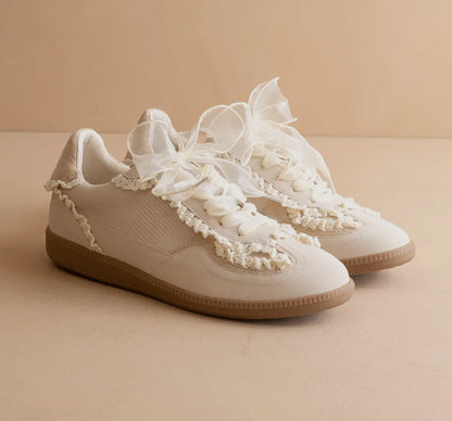 April Cream Lace Trimmed Sneaker