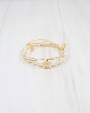 Ada Pearl Cross Bracelet Set Gold