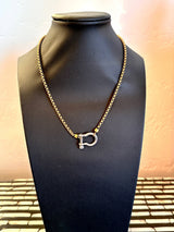 HANNAH Horsebit Necklace - Gold Chain with Silver Clasp