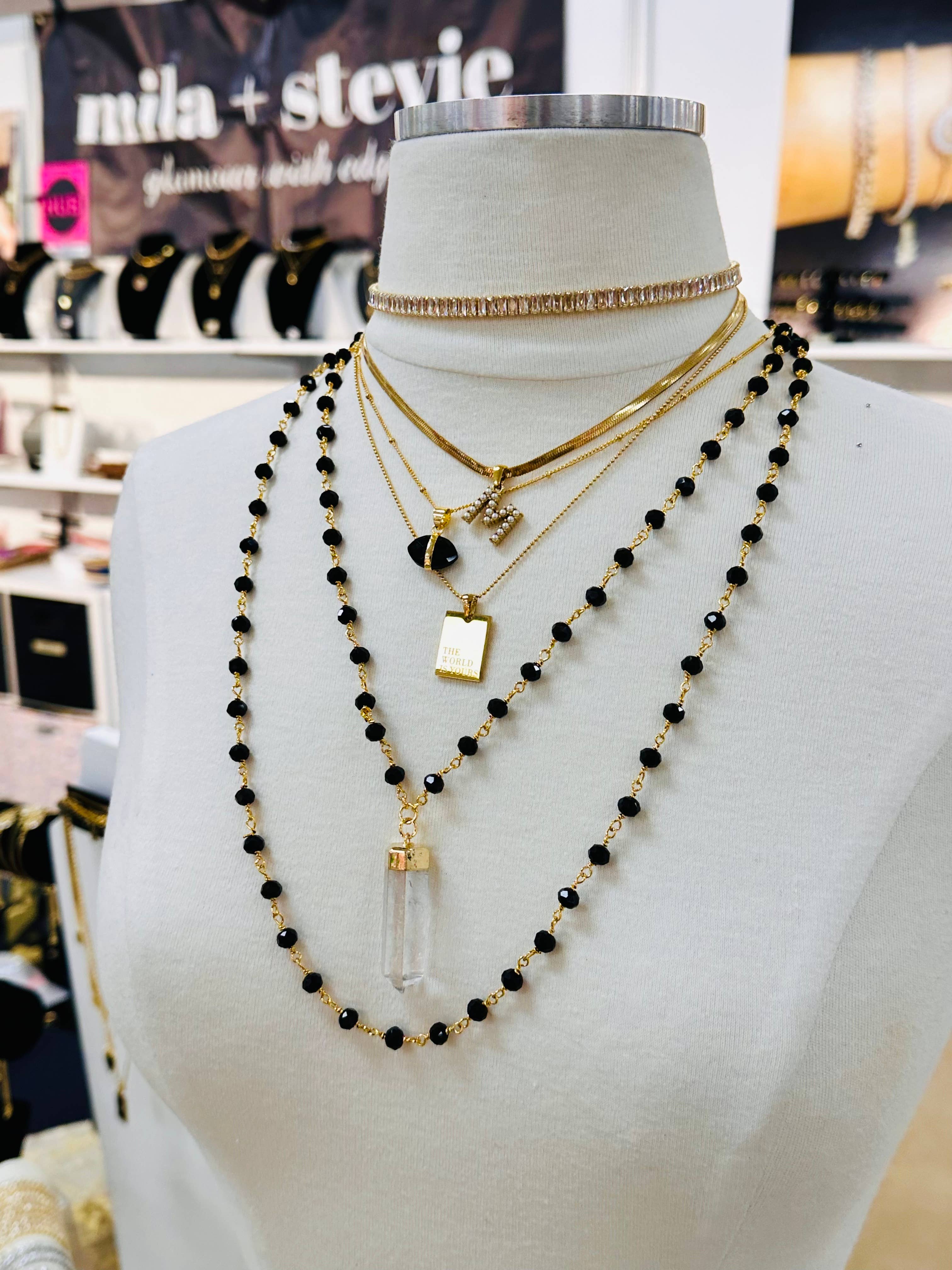 ARI Pearl Letter Herringbone Necklace