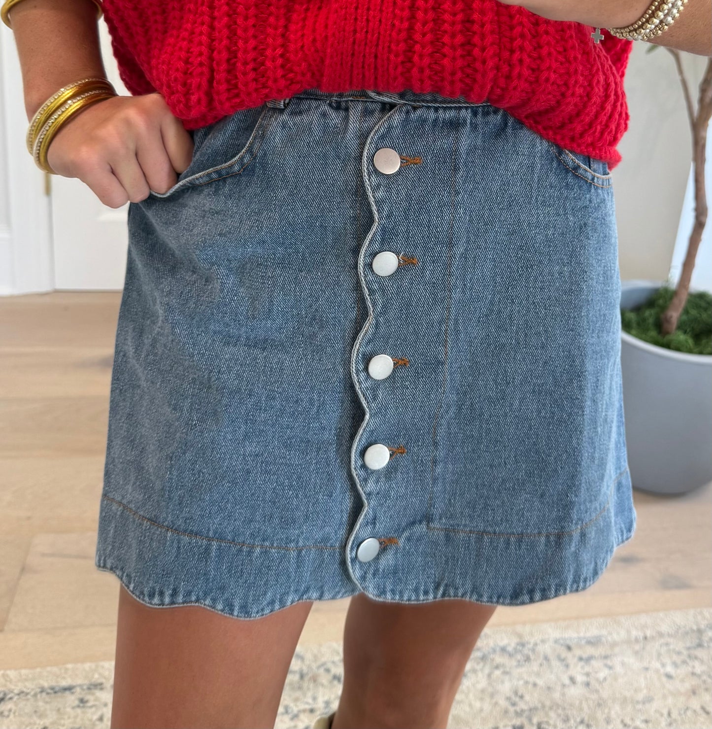 Kora Scallop Denim Skirt