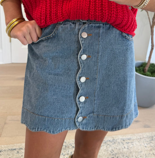 Kora Scallop Denim Skirt