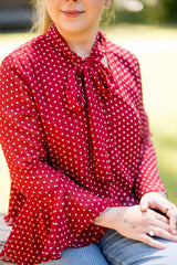 Bell Sleeve Polka Dot Top