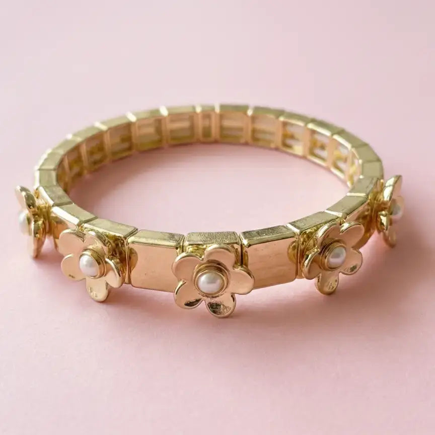 Enamel Stretch Bracelet - Flowers - Poppy - Assorted Colors