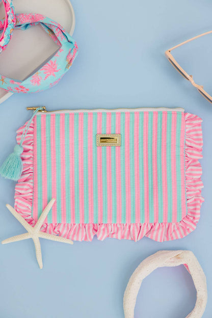 Ruffle Pencil Pouch, Stripe