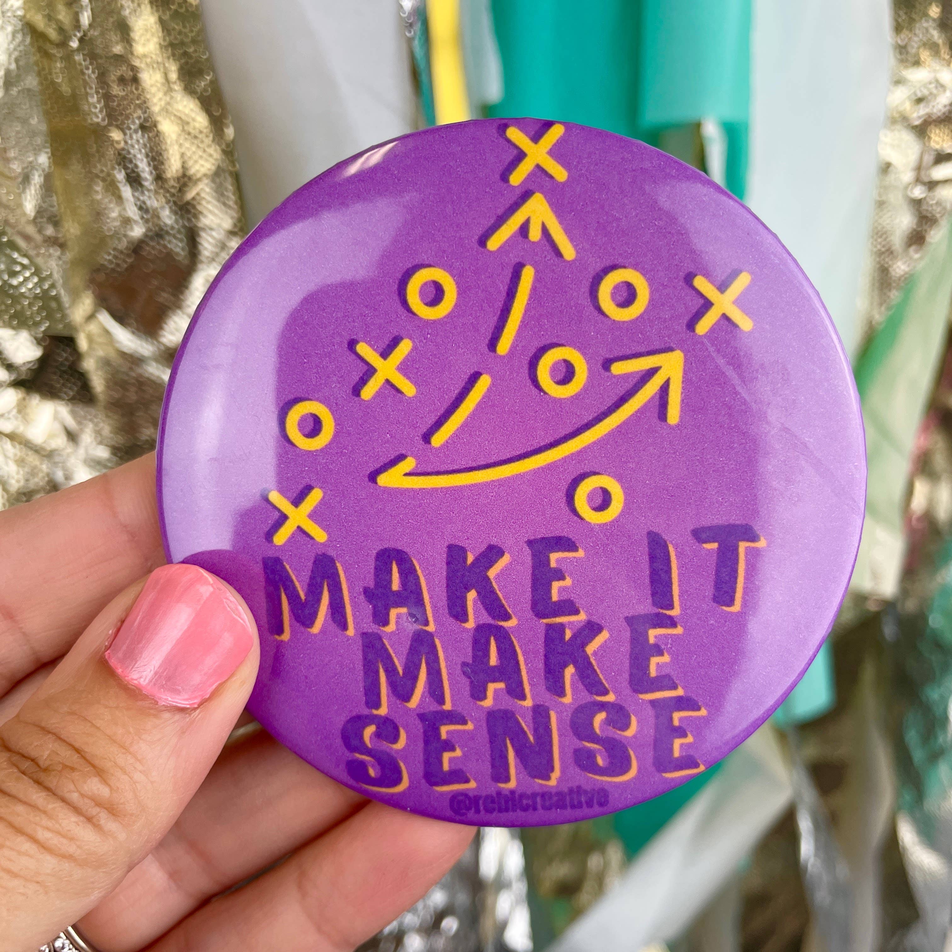 Make it Make Sense - Purple & Yellow - Game Day Button