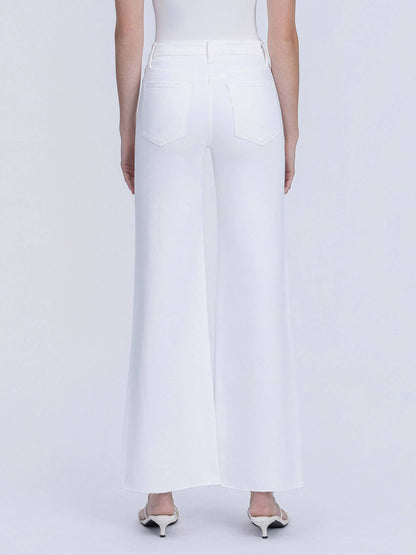 HIGH RISE STACKED WAISTBAND OPTIC WHITE WIDE JEANS