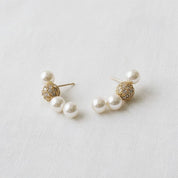Zircon Pearl Arc Stud Earrings