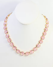 Harper Medium Rhinestone Necklace Pink Opal