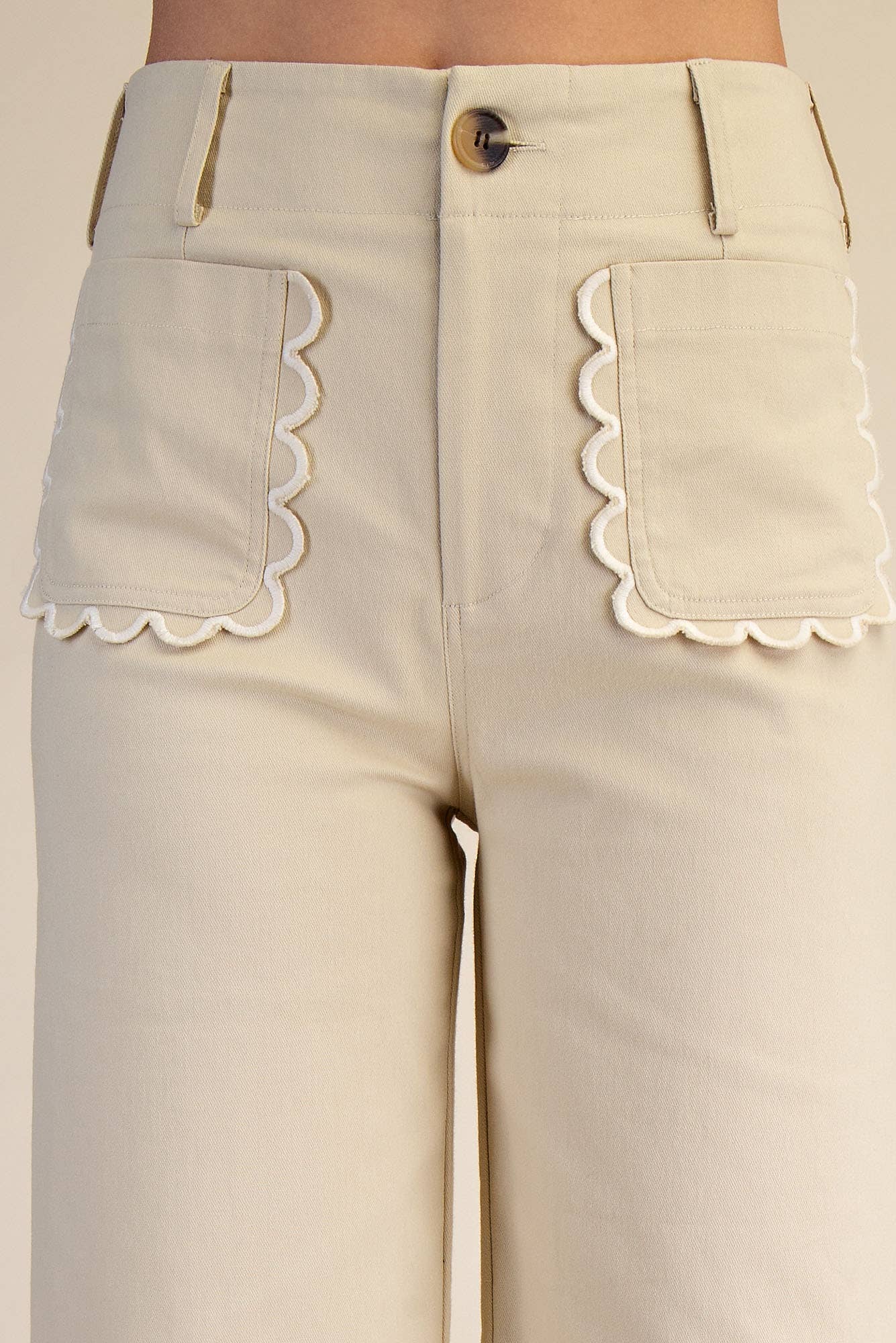 Colette Wide Leg Scallop Pocket Pants