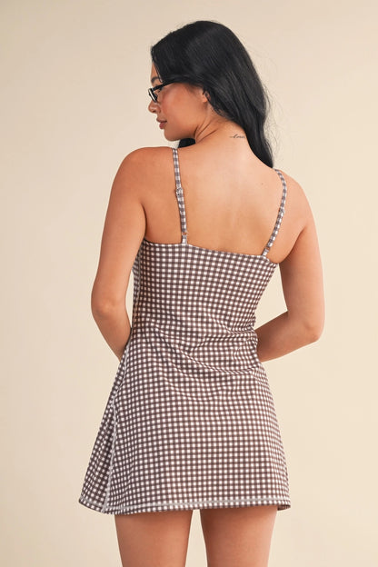 Brown Gingham Active Dress