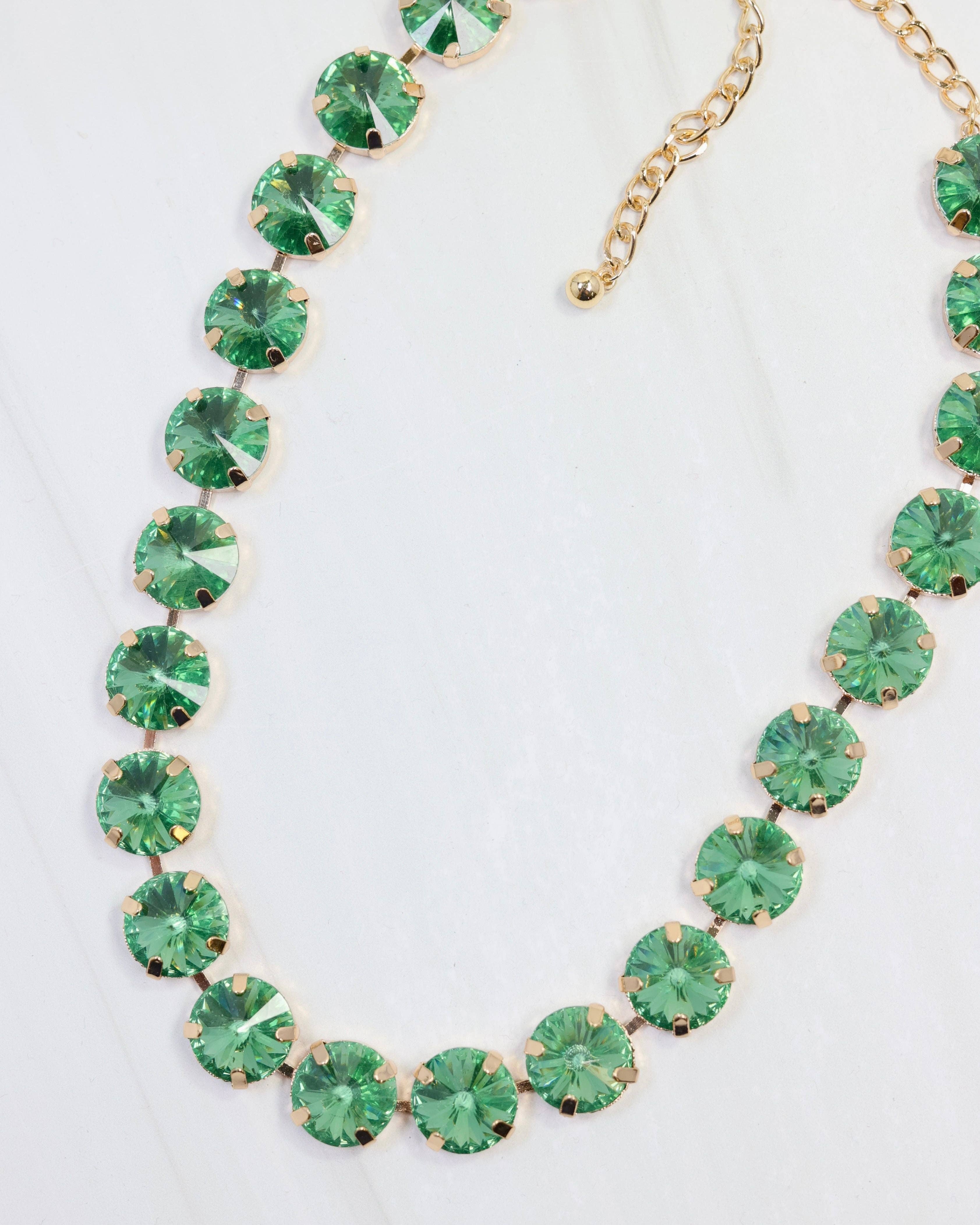 Harper Large Rhinestone Necklace Green