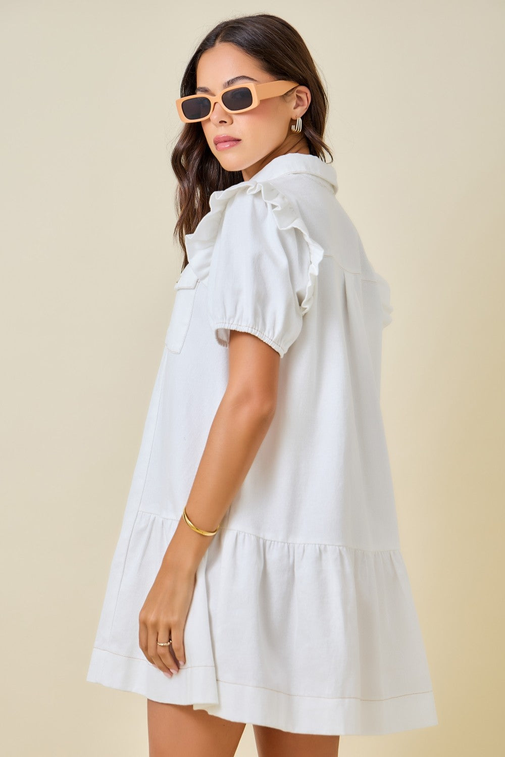 Denim Ruffle Sleeve Dress