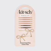 Metal Enamel Cloud & Bow Bobby Pins 8pc Set - Rosewood