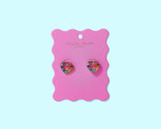 Stud Earrings - Hearts w/ Rainbow Gems - Mae