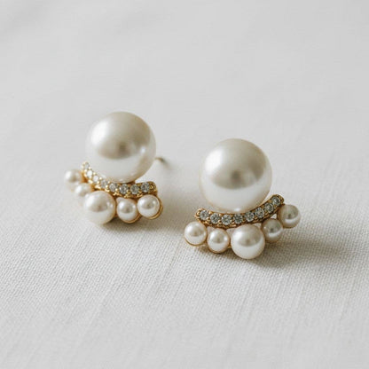 Pearl Cubic Zirconia Stud Earrings