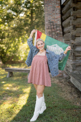 Ruby Gingham Babydoll Mini Dress