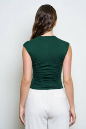 REVERSIBLE FUNNEL NECK SCRUNCH KNIT TOP