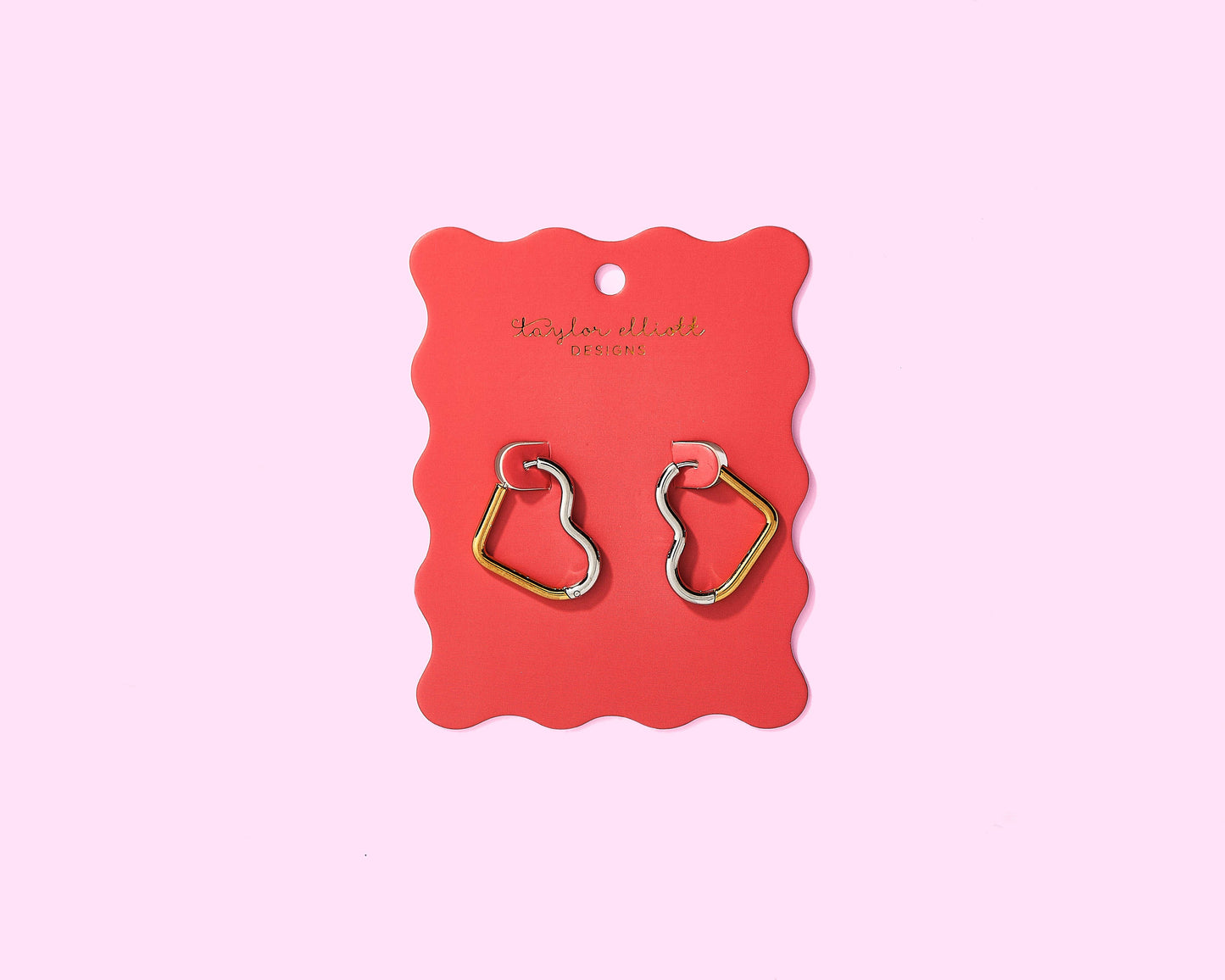 Huggie Earrings - Two-Tone Gold + Silver Hearts - Florence